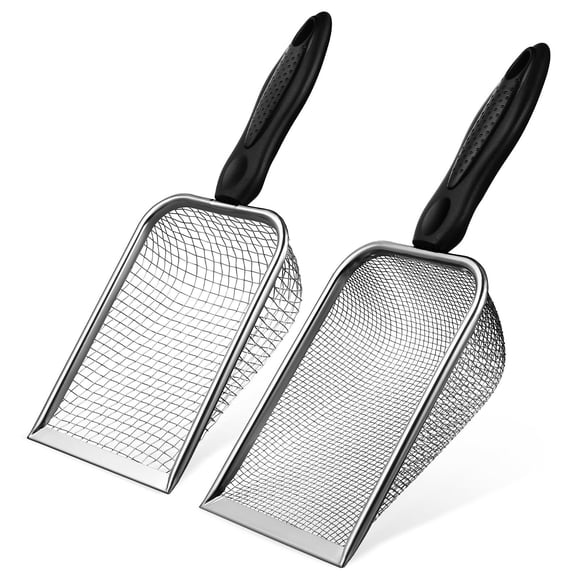 Raindrops 2 Pcs Litter Sifter Stainless Steel Fine Design Efficient Sifting Pet Supplies