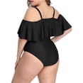thumbnail image 3 of Trajes de baño de una pieza con hombros descubiertos de talla grande para mujer Trajes de baño con control de barriga Trajes de baño Xemadio HMHZ262-17, 3 of 7
