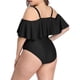 thumbnail image 3 of Trajes de baño de una pieza con hombros descubiertos de talla grande para mujer Trajes de baño con control de barriga Trajes de baño Xemadio HMHZ262-5, 3 of 7