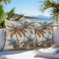 thumbnail image 3 of Throw Pillow Covers 18x18 Inch Set of 2, Navy Blue Brown Palm Tree Waterproof Outdoor Pillow Covers, Tropical Leaves Vintage Decorative Cushion Pillowcases for Couch, Sofa, Bed, Garden, Patio, 3 of 9