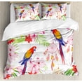 thumbnail image 1 of Parrot Duvet Cover Set King Size, Forest with Parrots and Native Ethnic Dreamcatchers Ancient Symbols Folk Artwork, Decorative 3 Piece Bedding Set with 2 Pillow Shams, Pink Green, by Ambesonne, 1 of 3