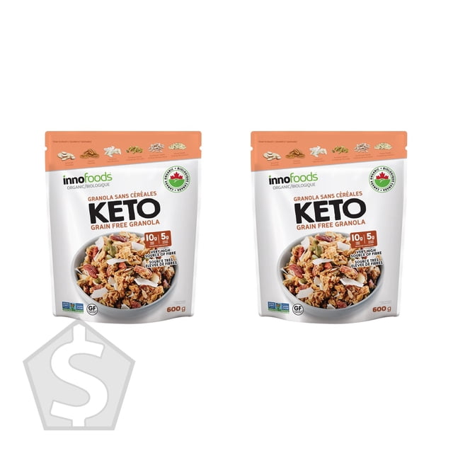 InnoFoods Organic Grain-Free Keto Granola, 600 g (Pack of 2), 1.2 kg Total