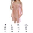 thumbnail image 4 of Conjunto de pijama camisola de verano para mujer, pantalones cortos con ribete de volantes de Color liso, ropa de dormir de 2 piezas, ropa de descanso, 4 of 8