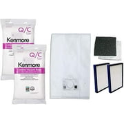 12 Kenmore Type C or Type Q Allergen Filtration Canister Vacuum Bags, (2) Kenmore CF1 81002 Motor Chamber Filter, (2) Kenmore EF1 86889 HEPA Exhaust Filters, Fits Progressive, Intuition, Canisters