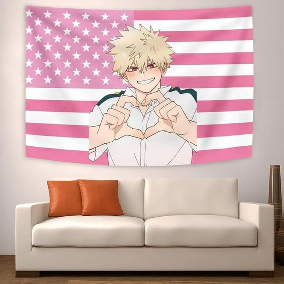 Japanese Animation tapestry My Hero Academias Bakugou Katsuki Anime flags Posters  Art Picture Room Home Deco Banner Background