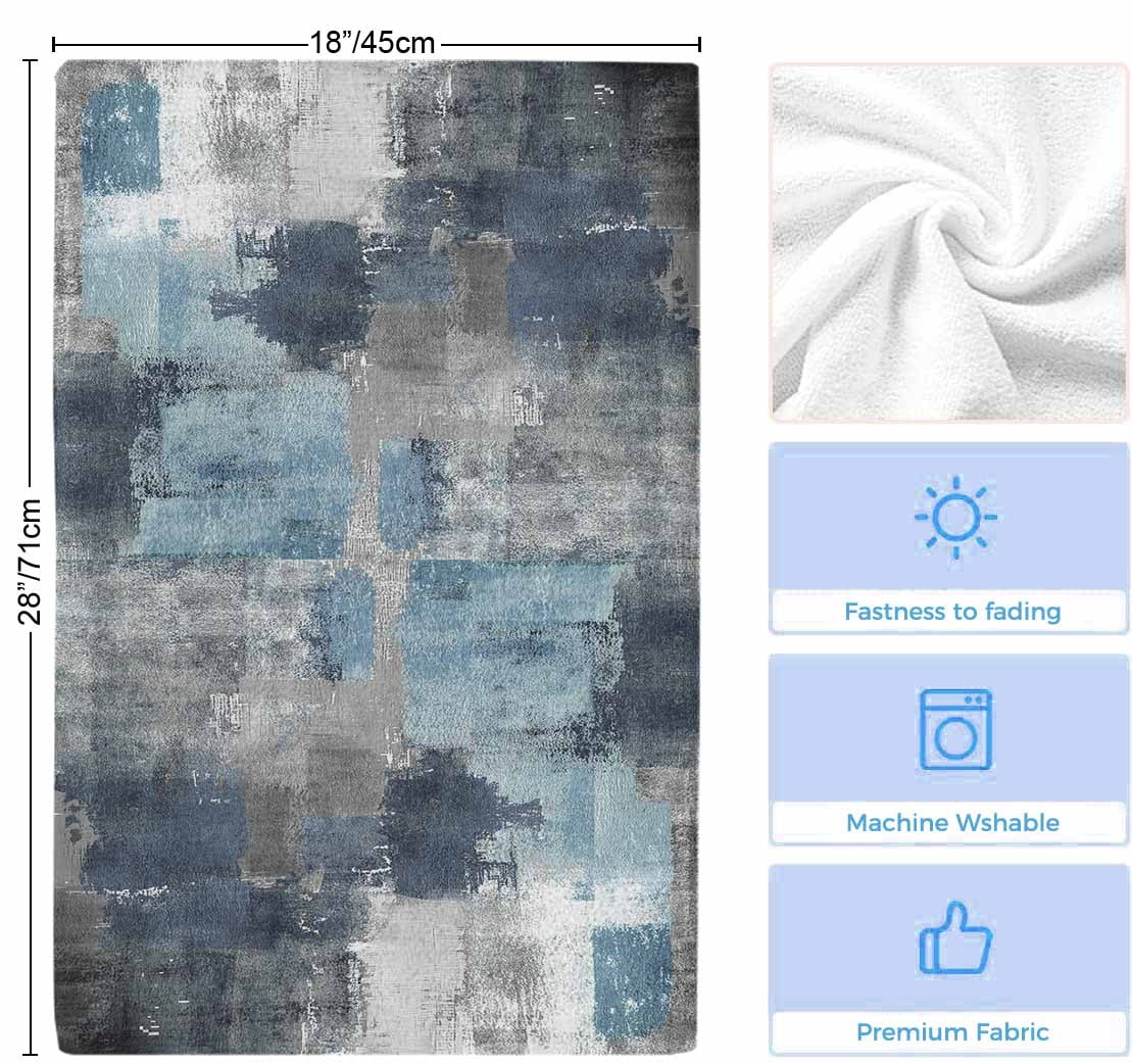 Navy Blue Grey Kitchen Towels Set of 2, Modern Oil Painted Abstract Art Aesthetics Soft Microfiber Dish Towels, Absorbent Washable Dishcloths for Kitchen Cleaning, Drying Dishes, 18x28 Inches