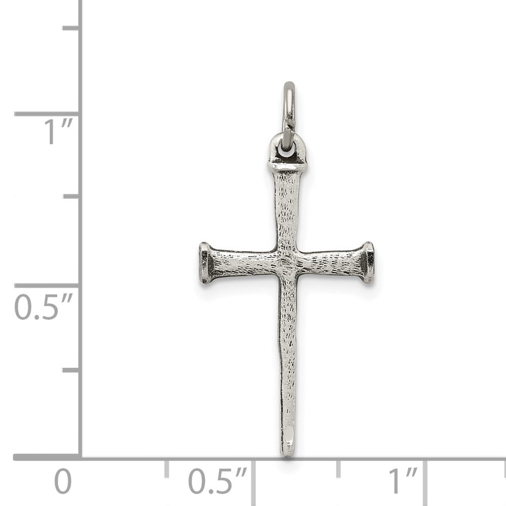 Auriga 925 Sterling Silver Antiqued Nail Cross Pendant for Women (Length - 25 mm, Width - 13 mm)