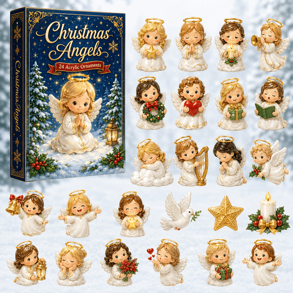 Christmas Angels Moments Advent Calendar 2026 - 24-Day Festive Countdown, Acrylic Charms Blind Box - Gift For Family Members, Christmas Decor, Xmas Hanging Ornaments, Holiday Gift