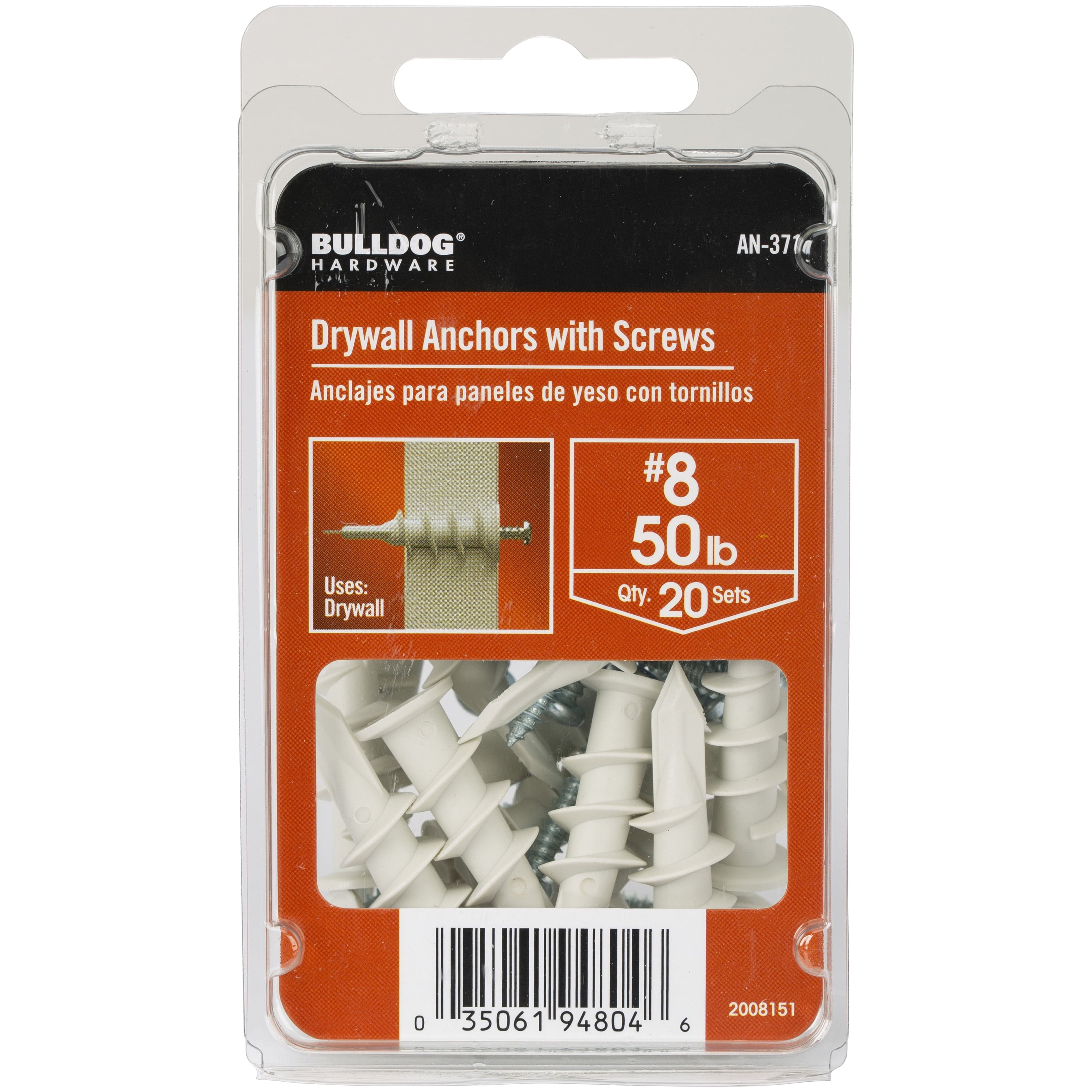 Hillman 591250 #8 Diameter Nylon Wallboard Anchors with Screws