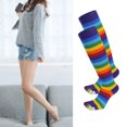 thumbnail image 7 of 1 Pair Rainbow Toe Socks Colorful 5 Toe Calf Socks Rainbow Striped Leg Warmers Funny Long Toe Socks for Women and Girls, 7 of 7