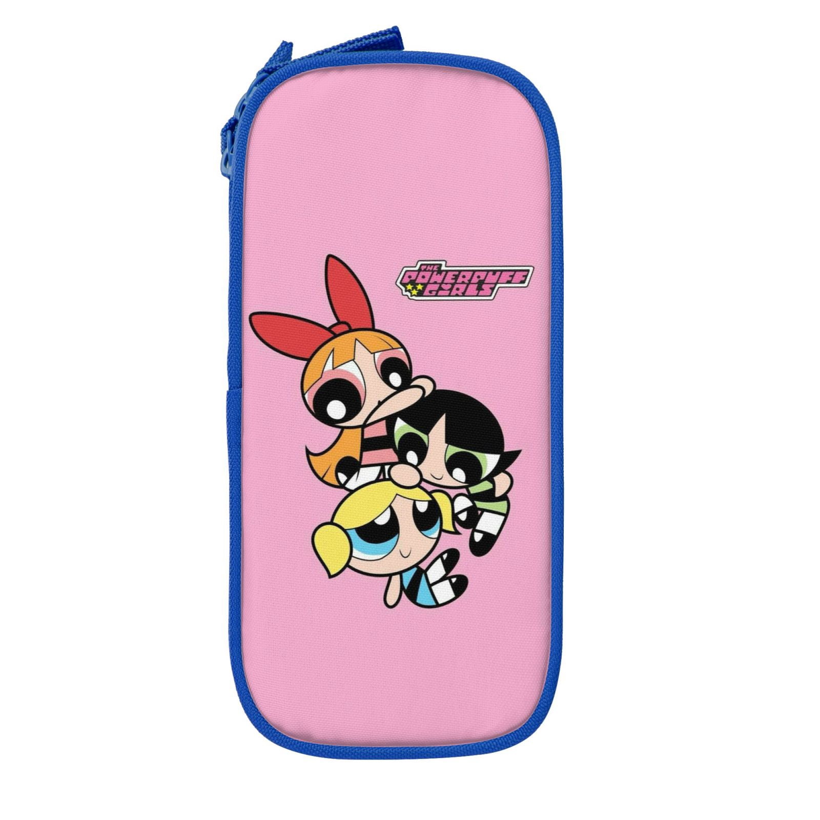 The Powerpuff Gi-rls Pencil Case Large Capacity Pencil Pouch Penbag Office Stationery Organizer Travel Makeup Bag Blue