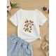 thumbnail image 1 of Adorable Girls' Strawberry & Floral Print T-Shirt - Soft Polyester, Crew Neck, Short Sleeve - Perfect for Spring/Summer Casual Wear - Charming Gift for Young Style Enthusiasts, 1 of 6