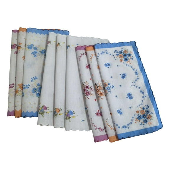 RUISINERY Pack of 9 Florals Embroidered Cotton Handkerchiefs Vintage Lace Design for Women Wedding Party Accessories Machine Washa