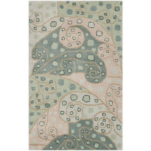 SAFAVIEH Bella Salah Abstract Wool Area Rug, Sage/Multi, 2'6" x 4'