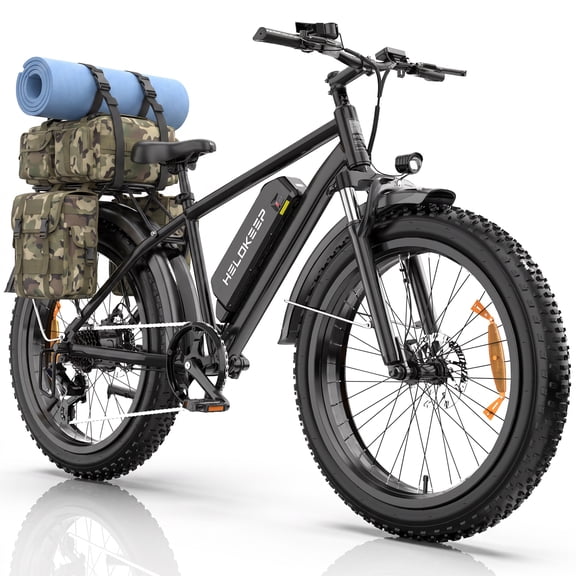 HiKeep Class 2 Electric Bike for Adults, 20 MPH, 750W Motor, 48V 15.6Ah Removable Battery, 26 x 4 Inch Fat Tire, Shimano 7-Speed, Cargo Rack, UL2849, Black