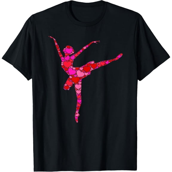 Pink Red Heart Valentines Day Gift Women Girls - Ballerina T-Shirt