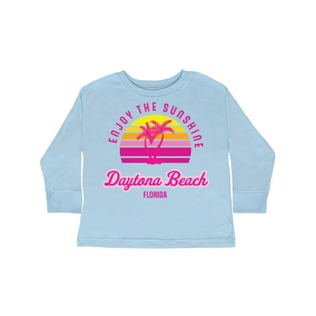 

Inktastic Summer Enjoy the Sunshine Daytona Beach Florida in Pink Gift Toddler Boy or Toddler Girl Long Sleeve T-Shirt