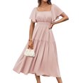 thumbnail image 1 of Vestido largo GRACE KARIN para mujer, verano, manga con volantes, rosa, 1 of 9