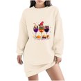 thumbnail image 1 of Pisexur Robes de Noël pour Femmes, Robe Chandail en Molleton à Col Rond Imprimé Verres de Vin Tendance, Robe de Fête Décontractée à Manches Longues, Robe de Vacances de Noël Mini Robe, 1 of 4