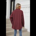 thumbnail image 4 of Camisas de con Botones para Mujer, Elegantes, Informales, de Larga, Holgadas, con Bolsillo, Vino Tinto, Talla L, 4 of 9