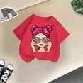 thumbnail image 2 of Toddler Shirts 5t Cute Cartoon Print Short Sleeve T Shirts Crew Neck Casual Basic T Shirt Clothes for Children Hot Pink,130, 2 of 4