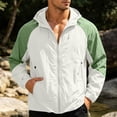 thumbnail image 3 of Men's Color Block Hooded Sun Protection Jacket, Lightweight Breathable Full Zip Up Windbreaker with Zipper Pockets, Casual Outdoor Hiking Travel UV Coat for Men S-3XL, 3 of 8