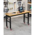 thumbnail image 2 of 60" Adjustable Workbench with Wheels, Heavy Duty Bamboo Wood Work Bench 2200 Lbs Load Capacity, Work Table with Power Outlet for Home Office Garage Workshop, 2 of 6