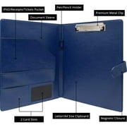 GraduationMall Business Magnetic Closure Padfolio Portfolio File Folder PU Leather for A4 Size Blue