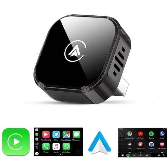 VFM 2-in-1 Wireless CarPlay Adapter for Apple CarPlay & Android Auto, Mini USB Design Car Play Adapter with Type-C Extension, Plug and Play, Stable Connection, Black