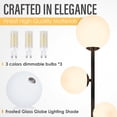 thumbnail image 4 of 3 Globe Eclectic Floor Lamp - 3 Color Options Moderm Floor Lamps for Living Room, Mid Century Standing lamp Home Decor for Bedrooms Office(Matte Black, LED Bulbs Included), 4 of 7