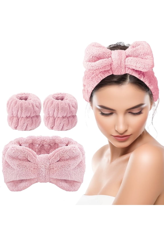 Spa Headband Wristband Set, Face Washing Headband for Women, Soft Microfiber Makeup Skincare Hair Wrap, Facial Mask Shower Accessories, Gifts for Teen Girls