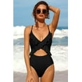 thumbnail image 4 of Women's V Neck One Piece Swimsuits Ruffled Lace Up Monokini Swimwear, 4 of 6