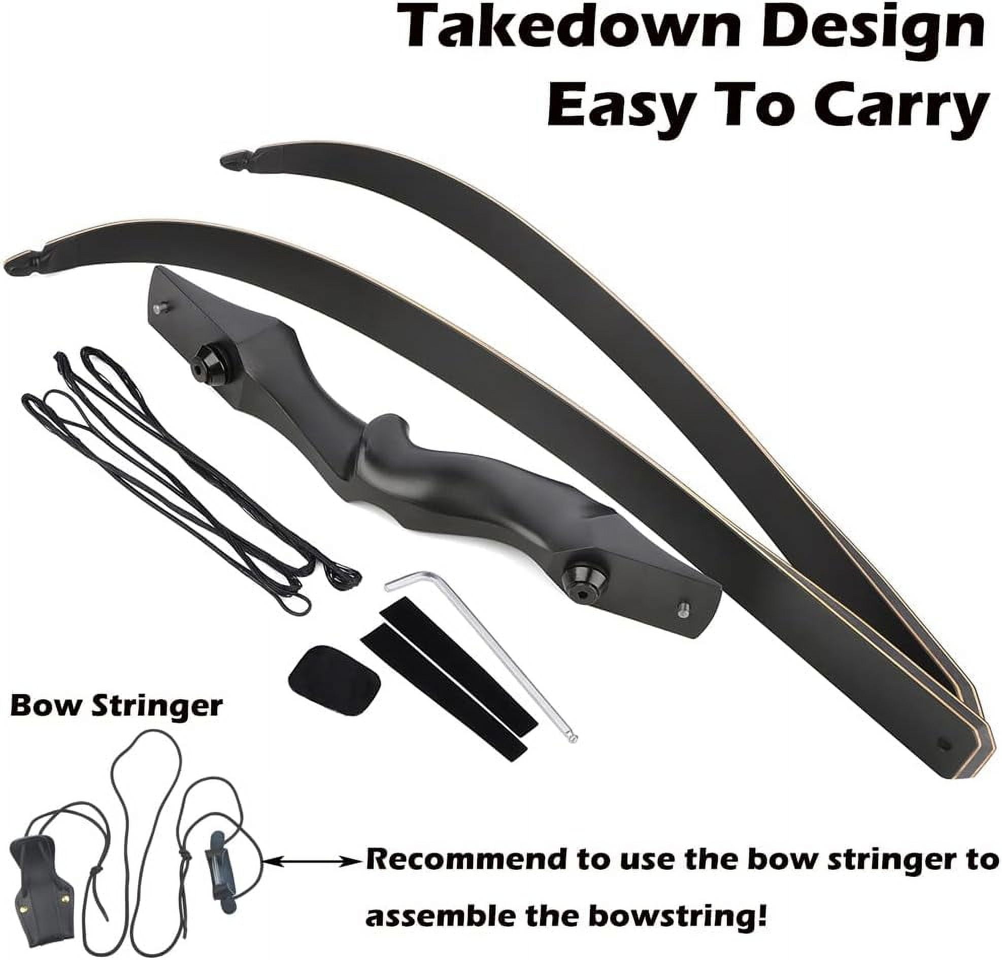JUNXING F171 58 Inch Archery Takedown Recurve Bow and Arrow Set for Adults/Youth 25-65Lbs American Hunting Bow Metal Riser Right Handed for Hunting Targeting Shooting