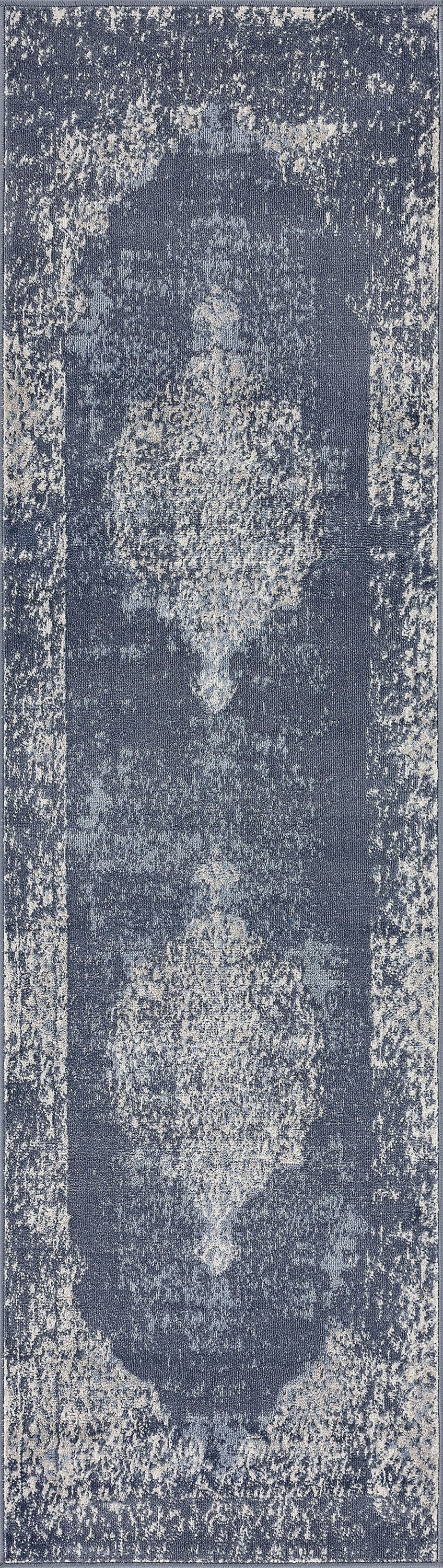 2x8 Modern Blue Runner Rugs for Hallway | Indoor Entry, Entryway, Walkway or Kitchen Rug 2'3'' x 7'3''