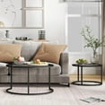 thumbnail image 5 of 31.5" Nesting Coffee Table Set of 2, Round Nesting Coffee Tables with Tempered Glass Top, End Tables with Metal Frame for Living Room, Bedroom, Grey Transparent Glass, 5 of 7