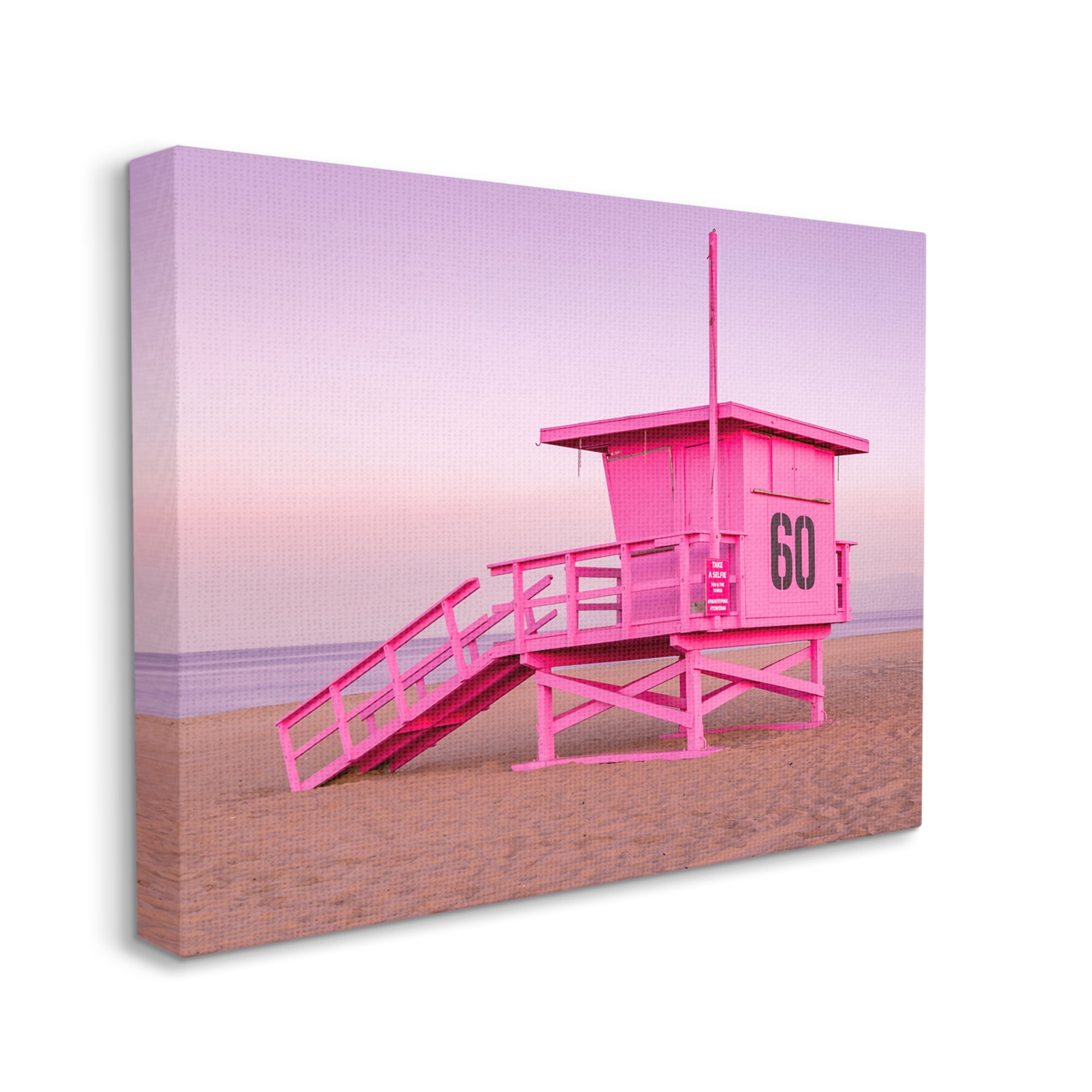 Stupell Industries Pink Beach Shack Photography Purple Sky Coast Photograph Gallery Wrapped Canvas Print Wall Art, Design by Jeff Poe Photography