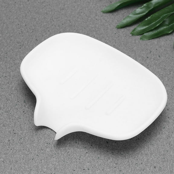 SOPOTUTU White Silicone Soap Box with Skid Proof Base for Bathroom Storage Keep Soap Dry and Clean