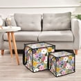 thumbnail image 6 of Home Organizer Foldable Fabric Storage Bin With Handle Colorful Hand Drawn Flowers, 6 of 7