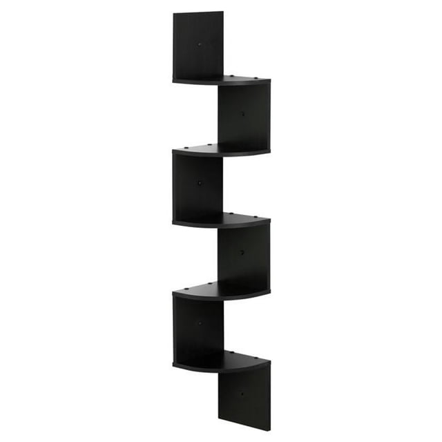 5 Tier Wall Mount Floating Radial Corner Shelf, Espresso