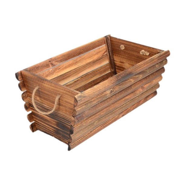 Maceta rústica de madera para flores, multifuncional, rectangular, para decoración del hogar y el jardín. Tamaño l