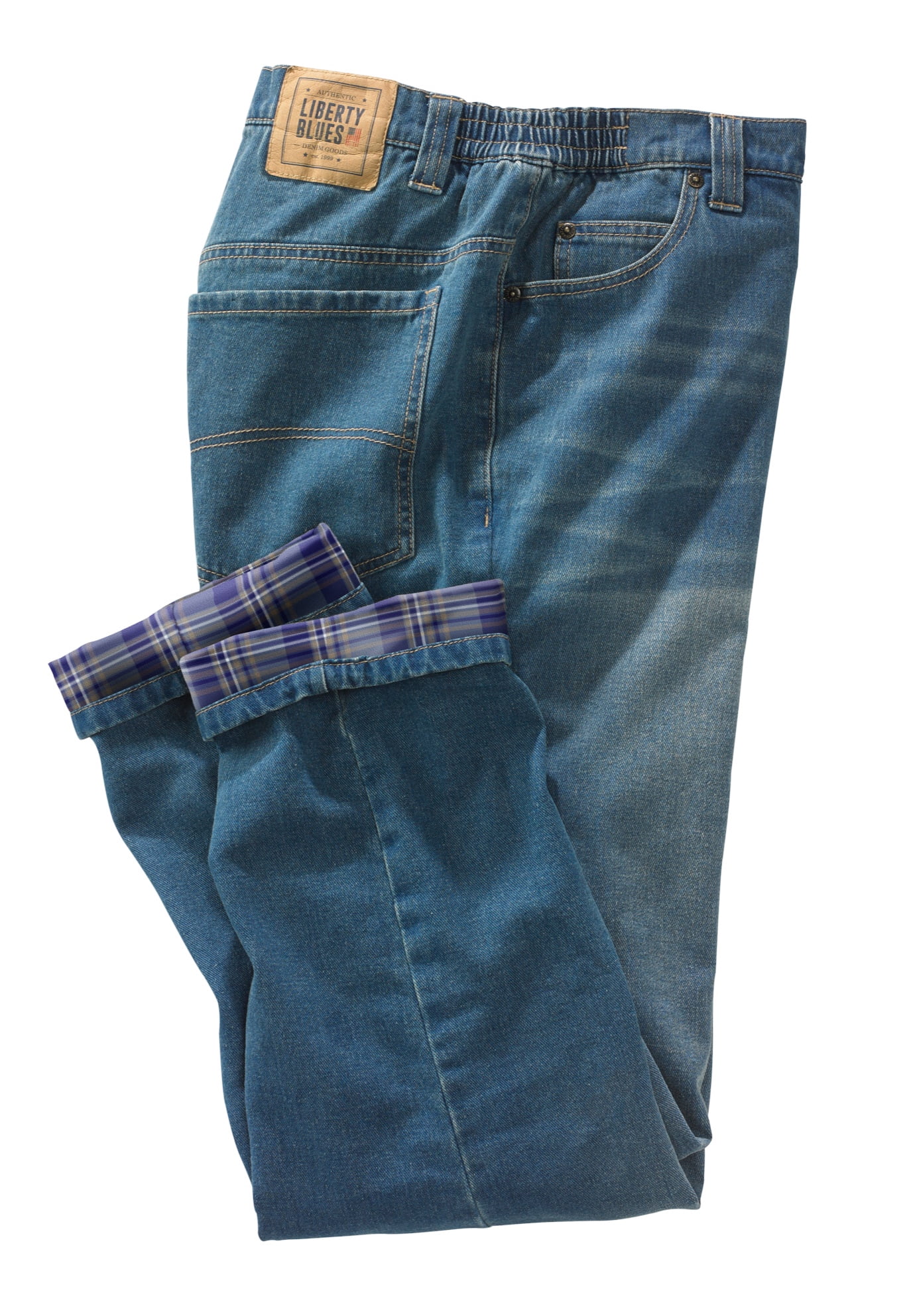 Liberty Blues Men's Big \u0026 Tall Flannel-Lined Side-Elastic Jeans -  Walmart.com