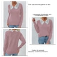 thumbnail image 2 of Suéter De Mujer Suéter De Cuello De Encaje Prendas De Punto De Otoño Prendas De Punto De Casa Suéter De Color Puro Suéter De Mujer De Manga Larga Prendas De Punto De Cuello De ANGGREK Rosa M, 2 of 6