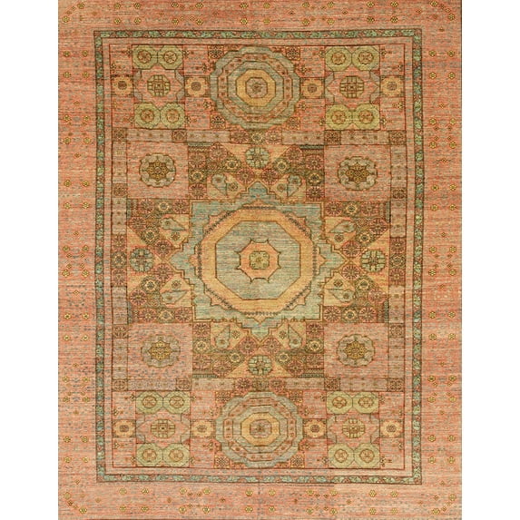 Ahgly Company Indoor Rectangle Abstract Orange Abstract Area Rugs, 8' x 12'