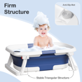 thumbnail image 3 of Aprpink Foldable Baby ‎Bathtub PP+TPE with Soft Bath Net&Thermometer for 0-36 Months Toddler Blue, 3 of 8