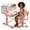 Pink #3, variant on Floseru 2Pcs Kids Desk and Chair Set,Height Adjustable Children School Study Table Chair Set with Partition Design,Bookstand,Drawer,Ergonomic Desk Chair with Writing Board,Sitting Corrector