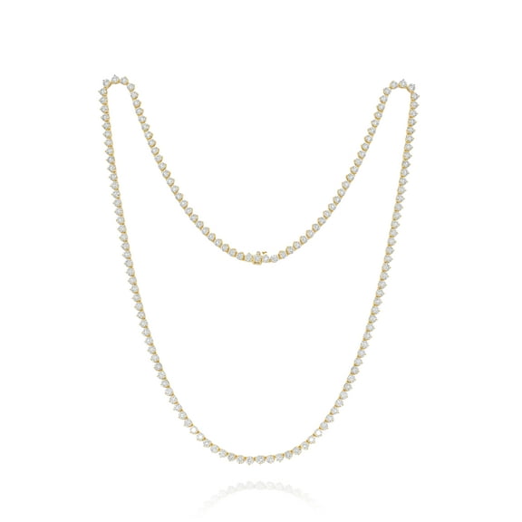 Diana M Custom 18 K Yellow Gold, 32" Diamond Opera Length Riviera Necklace 48.65 Cts 3 Prongs Round Diamonds 158 Stones 0.30 Each Gh Color Si Clarity. Excellent Cut.