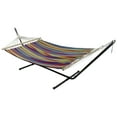 thumbnail image 3 of Northlight Striped Woven Two Person Double Hammock - 77" x 59" - Red and Green, 3 of 8