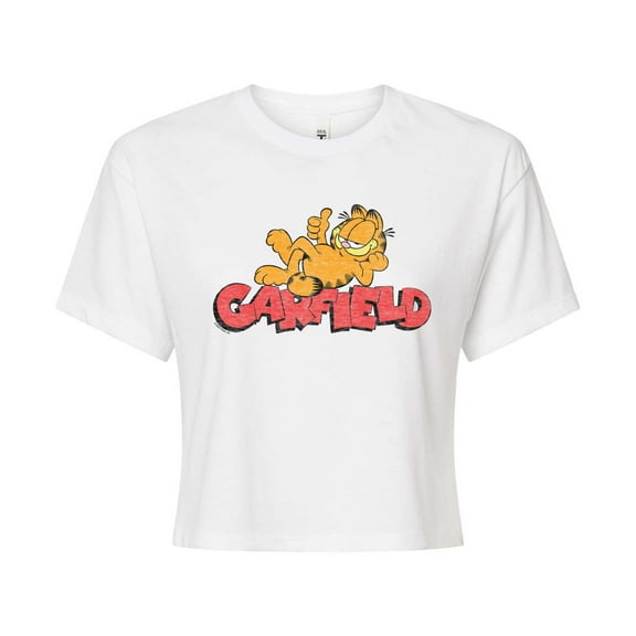 Garfield - Laying - Juniors Cropped Cotton Blend T-Shirt
