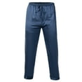 thumbnail image 5 of LELINTA Mens Silk Satin Pajamas Pyjamas Pants Sleep Bottoms Nightwear Sleepwear Trousers with Drawstring, Black/ Blue, L-3XL, 5 of 6
