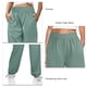 thumbnail image 5 of Pantalones de mujer cintura alta elásticos Color puro cordón bolsillos sueltos deportes pierna ancha tobillo atado pantalones de mujer, 5 of 6